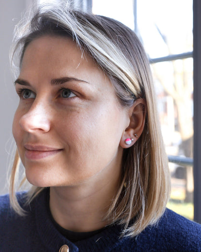 Mint and fuchsia delicate studs