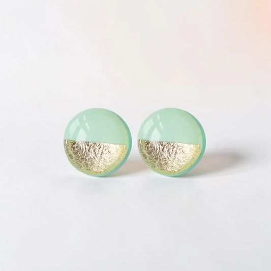 Gold mint bridesmaid studs earrings