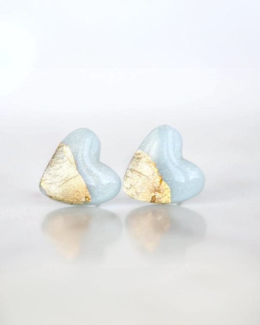 Sky blue heart studs earrings