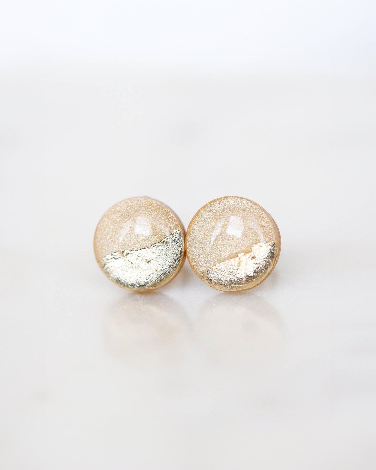 Champagne sparkly gold studs