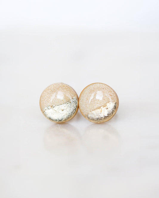 Champagne sparkly gold studs