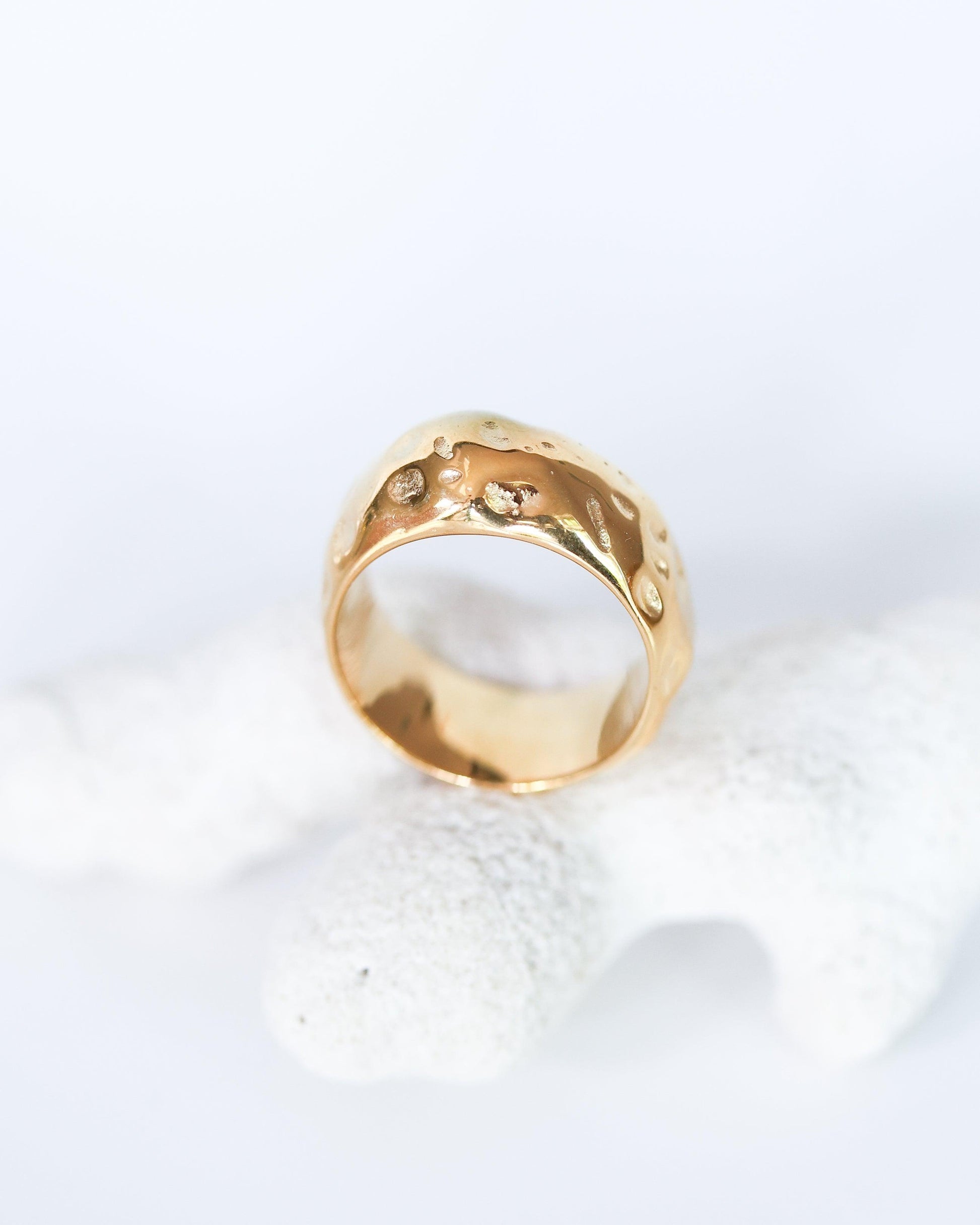 Irregular Gold Chunky Ring in Tarnish-Free Stainless Steel - Ollijewelry