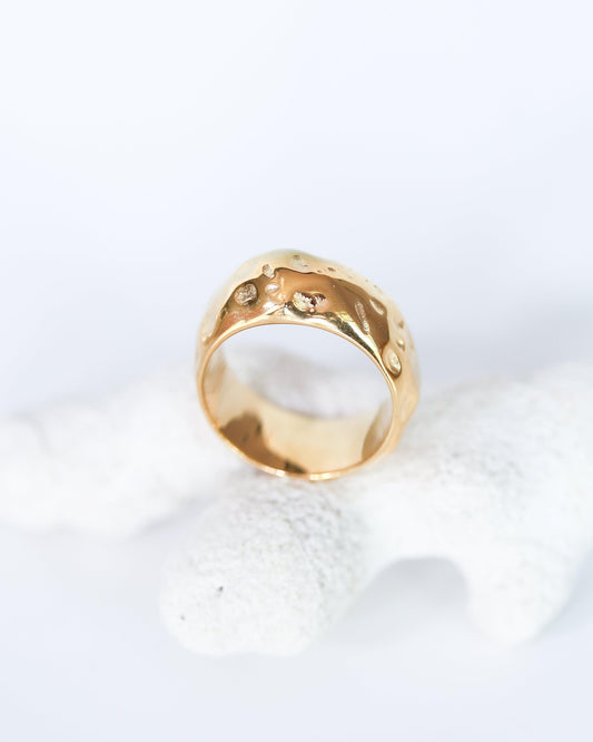 Irregular Gold Chunky Ring in Tarnish-Free Stainless Steel - Ollijewelry