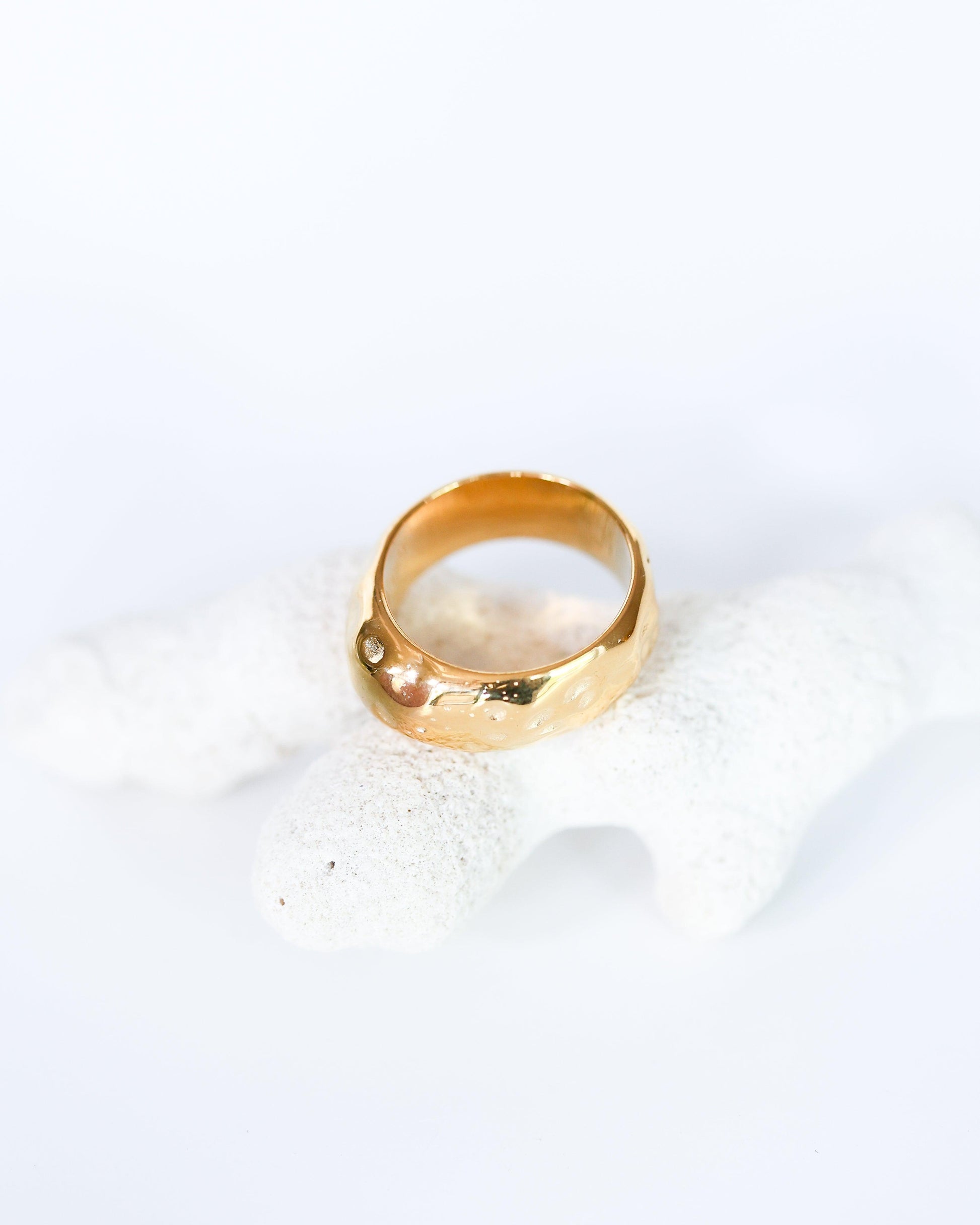 Irregular Gold Chunky Ring in Tarnish-Free Stainless Steel - Ollijewelry