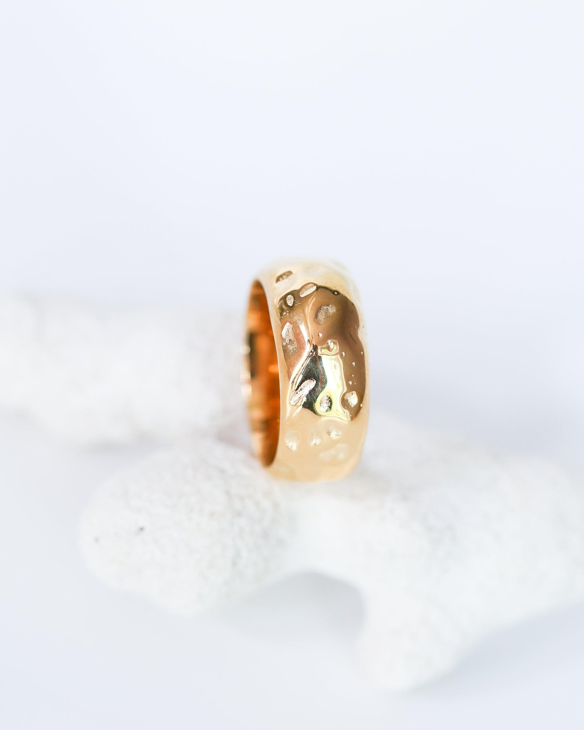 Irregular Gold Chunky Ring in Tarnish-Free Stainless Steel - Ollijewelry