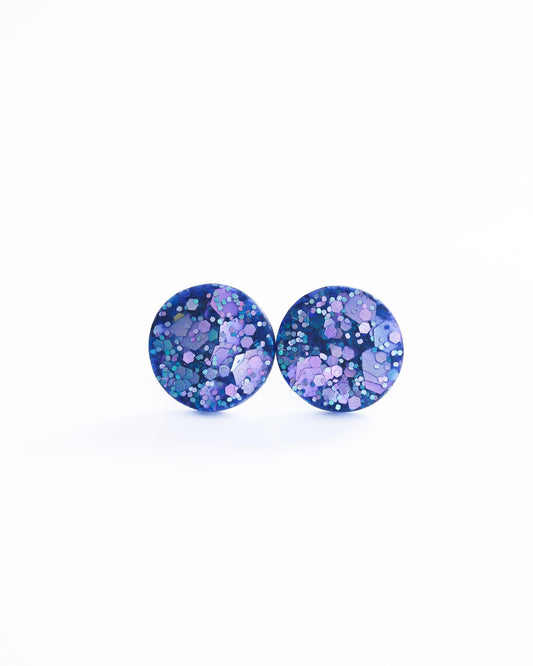 Matte glitter stud earrings made with stainless steel posts - Ollijewelry