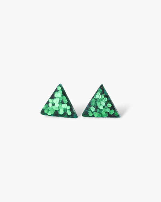 Minimalist triangle stud earrings with surgical steel posts