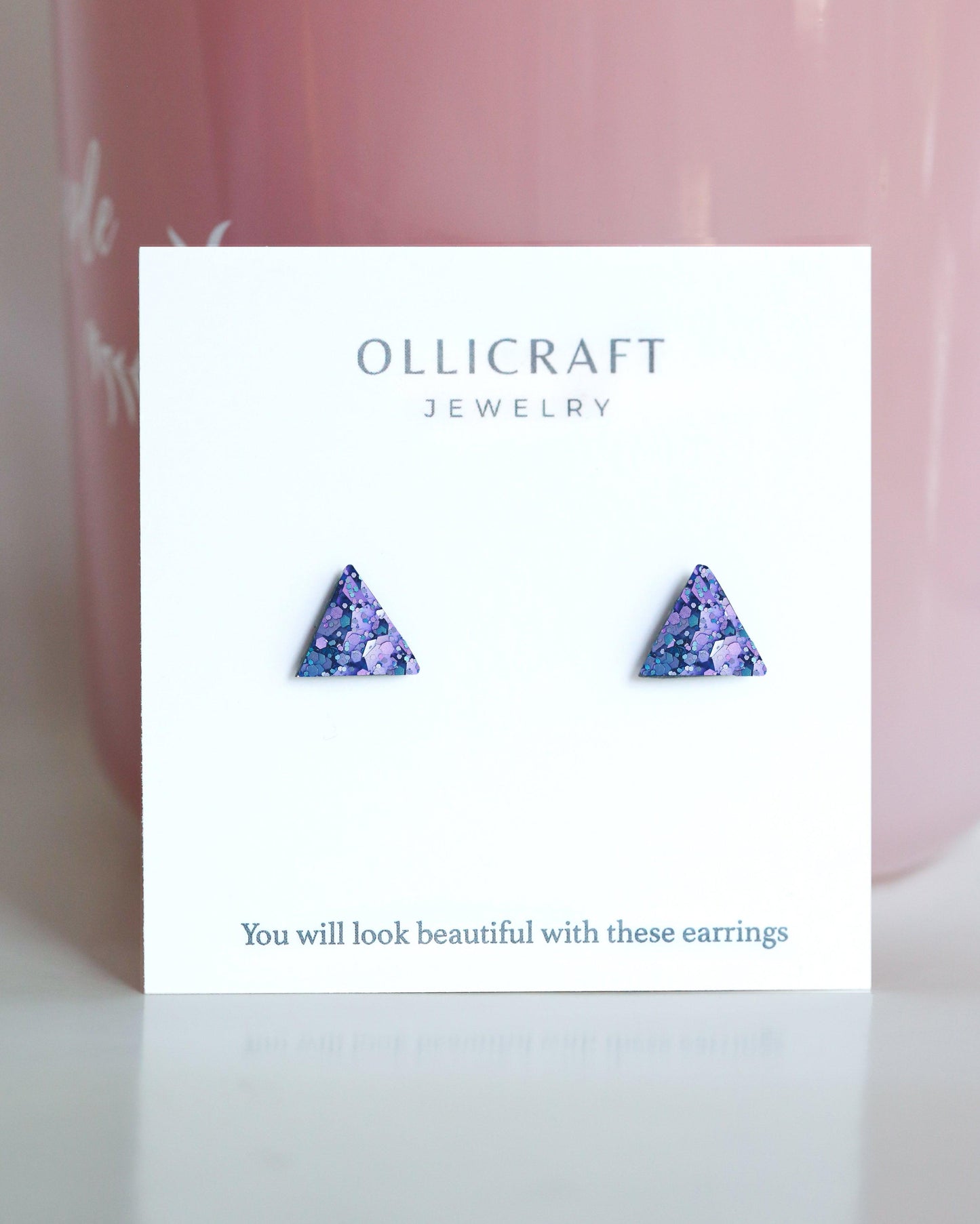 Minimalist triangle stud earrings with surgical steel posts - Ollijewelry