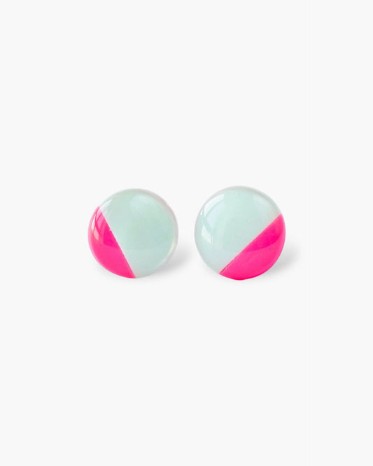 Mint and fuchsia delicate studs