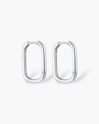Statement silver hoop earrings rhodium plated jewelry