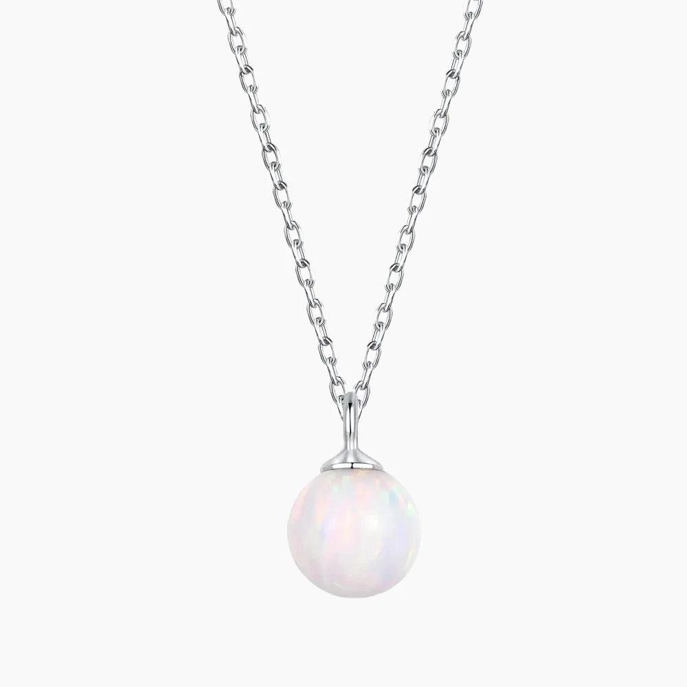 Opal pendant necklace on a delicate sliver chain - Ollijewelry