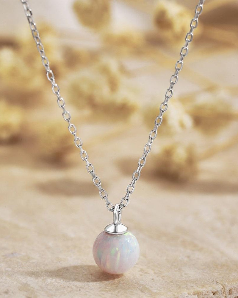 Opal pendant necklace on a delicate sliver chain - Ollijewelry