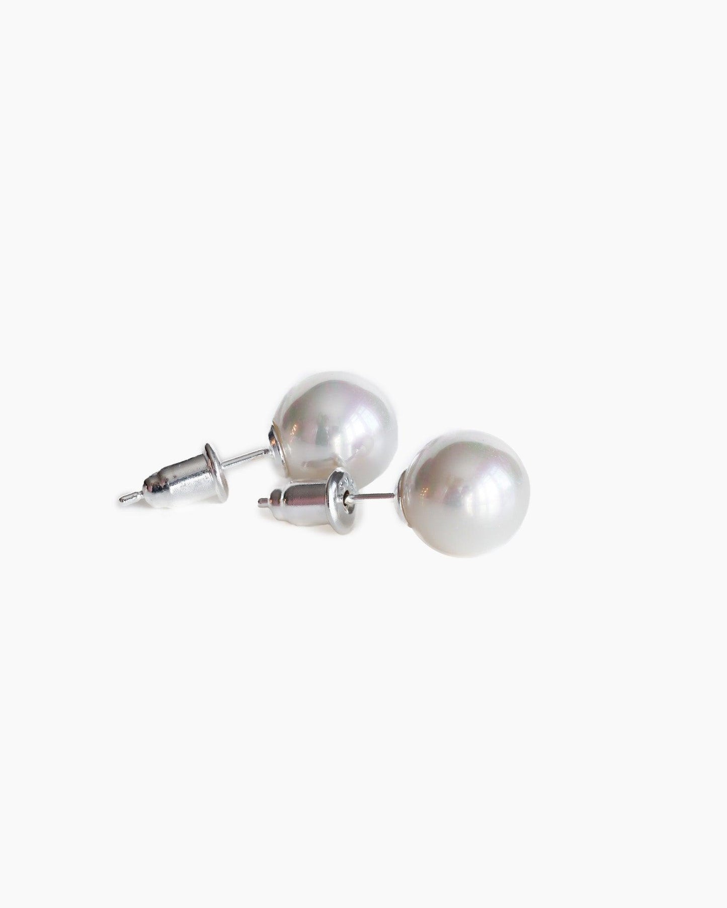 Pearl Stud Earrings with silver posts - 8mm - Ollijewelry