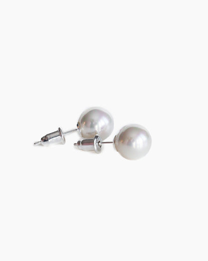 Pearl Stud Earrings with silver posts - 8mm - Ollijewelry