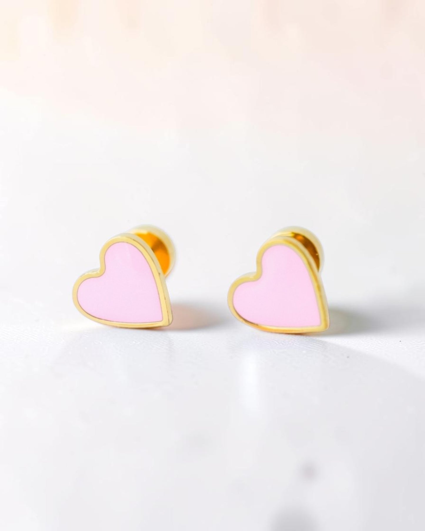 Tiny Rose Flat Back Heart Earrings – Surgical Steel Studs