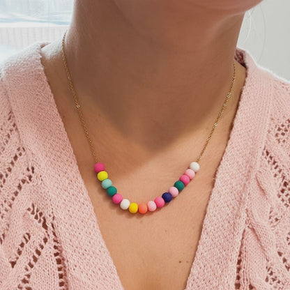 Collier multicolore - Perles artisanales en pâte polymère