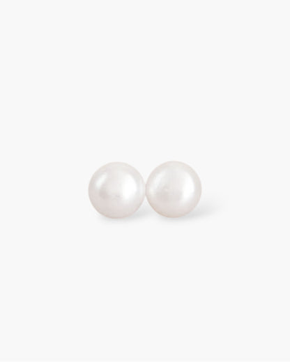 Real pearl stud earrings with silver posts