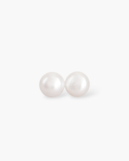 Real pearl stud earrings with silver posts