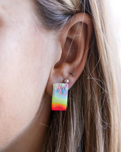 Rectangular stud earrings - hypoallergenic earrings for sensitive ears