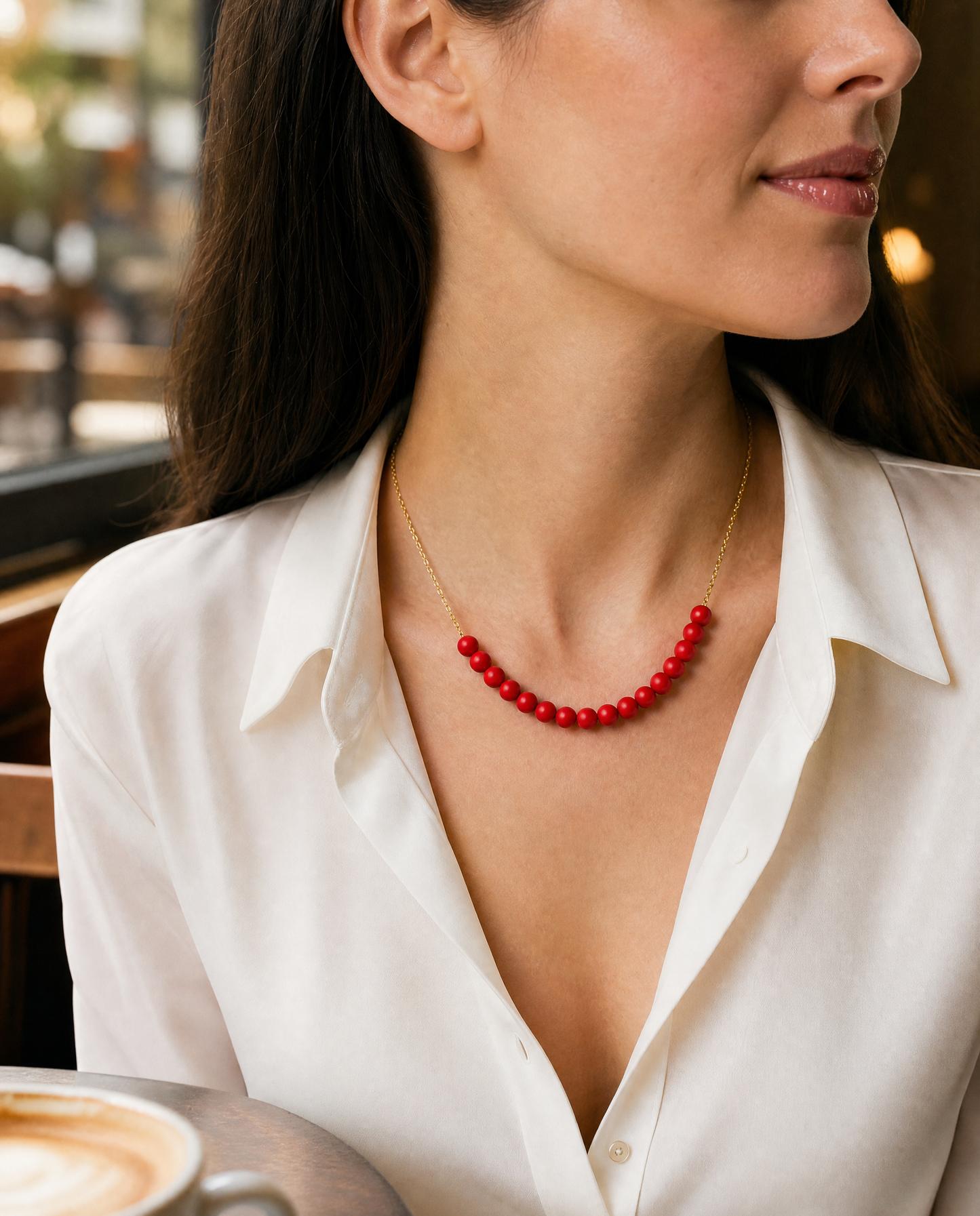 Red Statement Necklace - Handmade Polymer Clay Beads