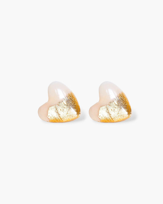 Rose and gold heart studs earrings