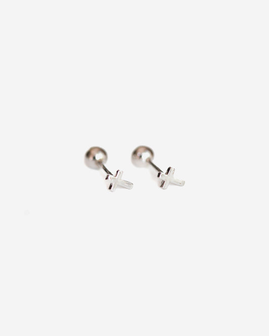 Screw back cross stud earrings in 925 sterling silver - Ollijewelry