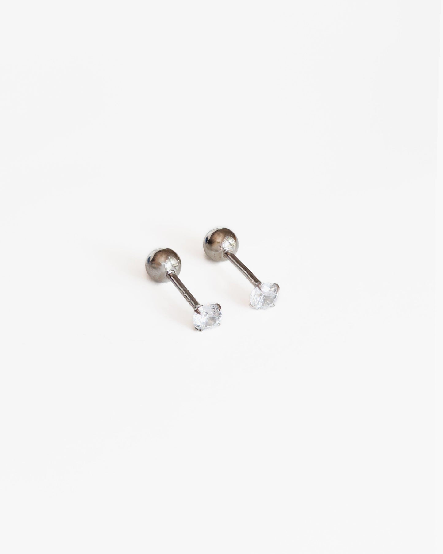 Screw back cubic zirconia stud earrings in 925 sterling silver - Ollijewelry