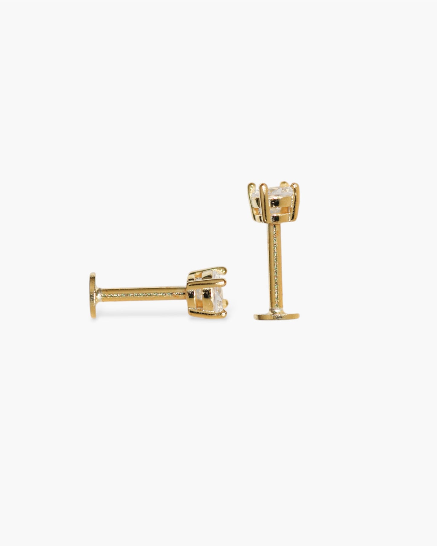 Screw back tiny earrings with zirconia