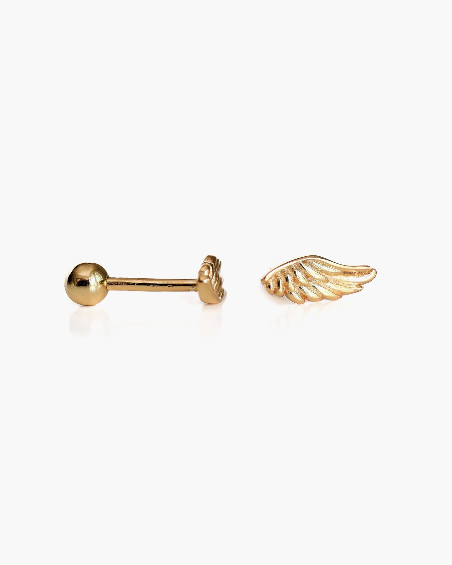 Screw back tiny wings earrings in Gold platted over the 925 sterling silver - Ollijewelry