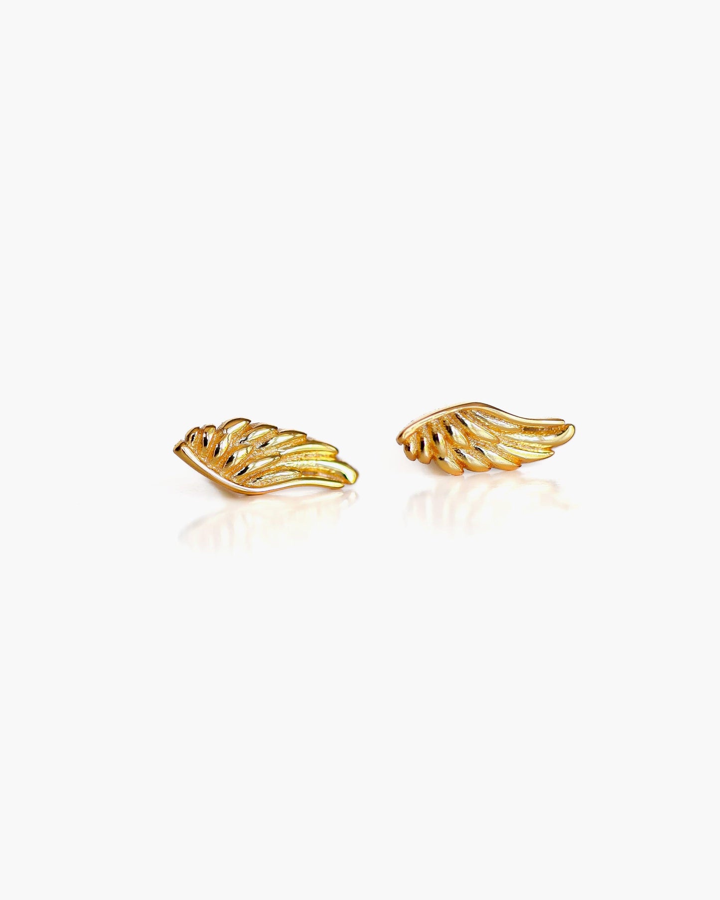 Screw back tiny wings earrings in Gold platted over the 925 sterling silver - Ollijewelry