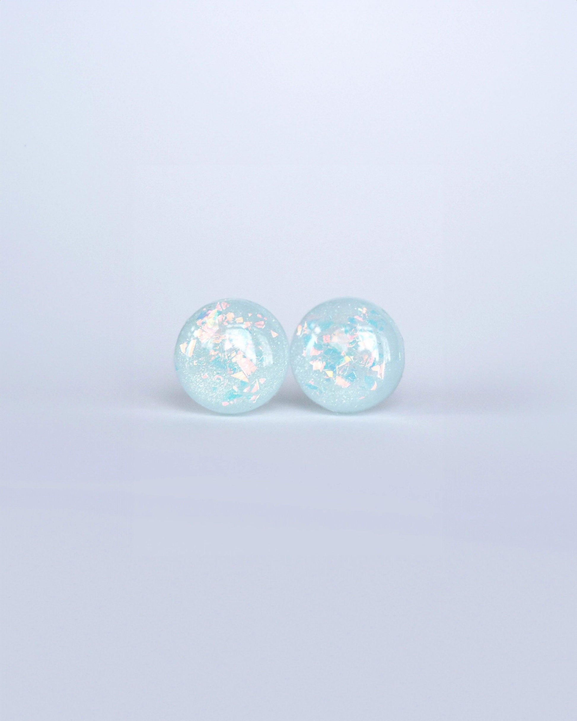 Sky blue sparkly stud earrings with surgical steel posts - Ollijewelry