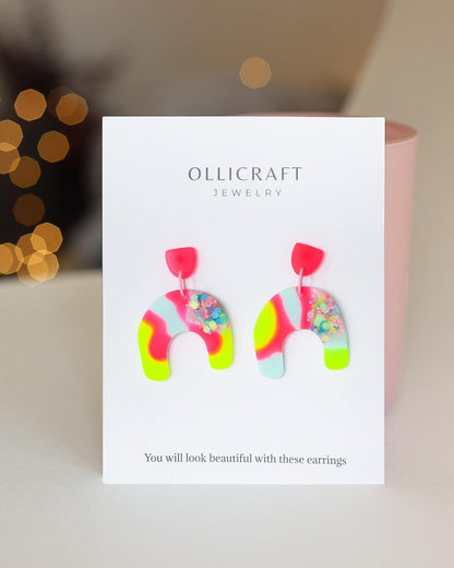 Sunny arch statement earrings with stainless steel posts - Ollijewelry