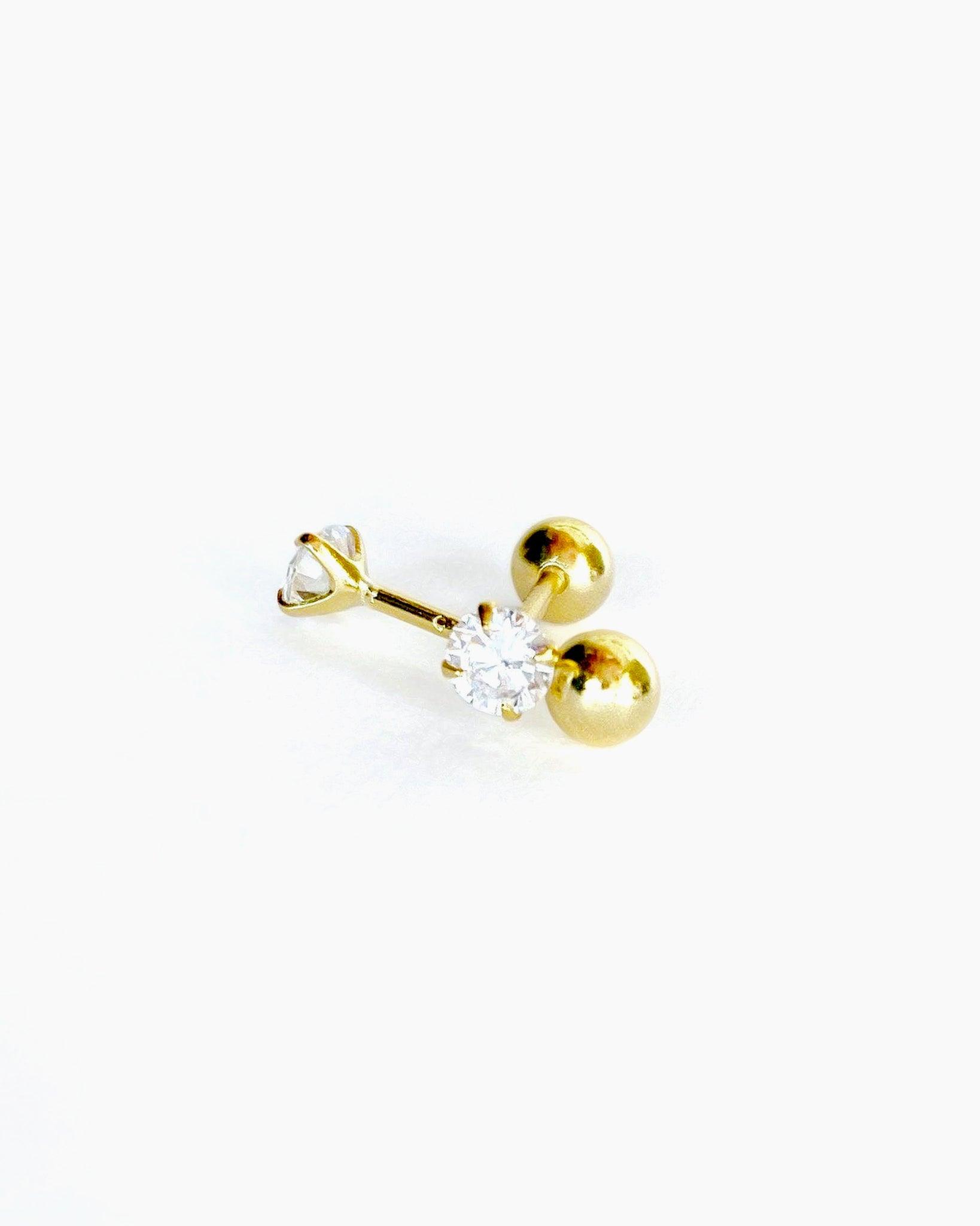 Teeny tiny 18k gold stud earrings with screw back ball - Ollijewelry