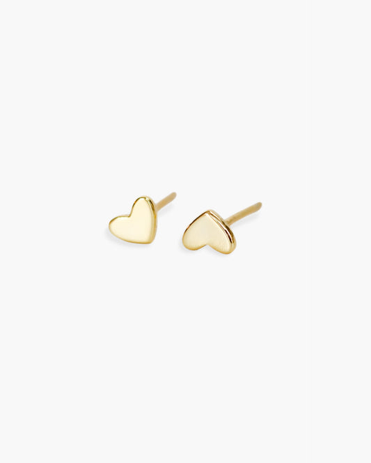 Teeny tiny earrings 18k Gold heart studs