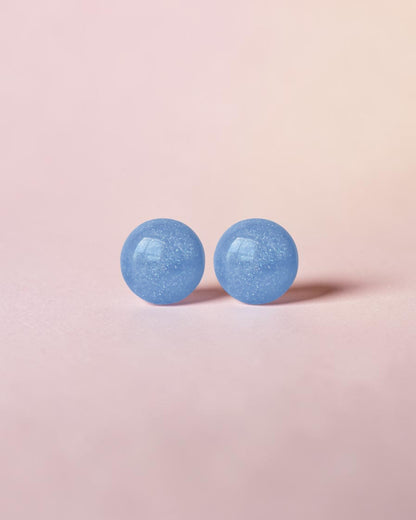 Tiny blue 8mm stud earrings, Hypoallergenic studs