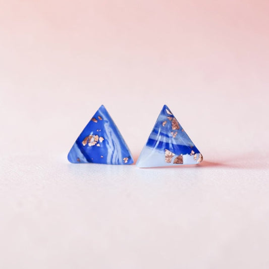 Marble triangle earrings with gold foil