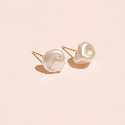 Unique Freshwater Pearl Earrings with Gold Vermeil Posts - Ollijewelry