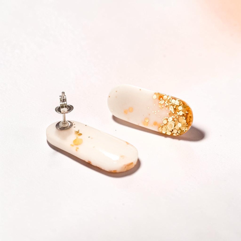 Golden Flake Capsule Stud Earrings