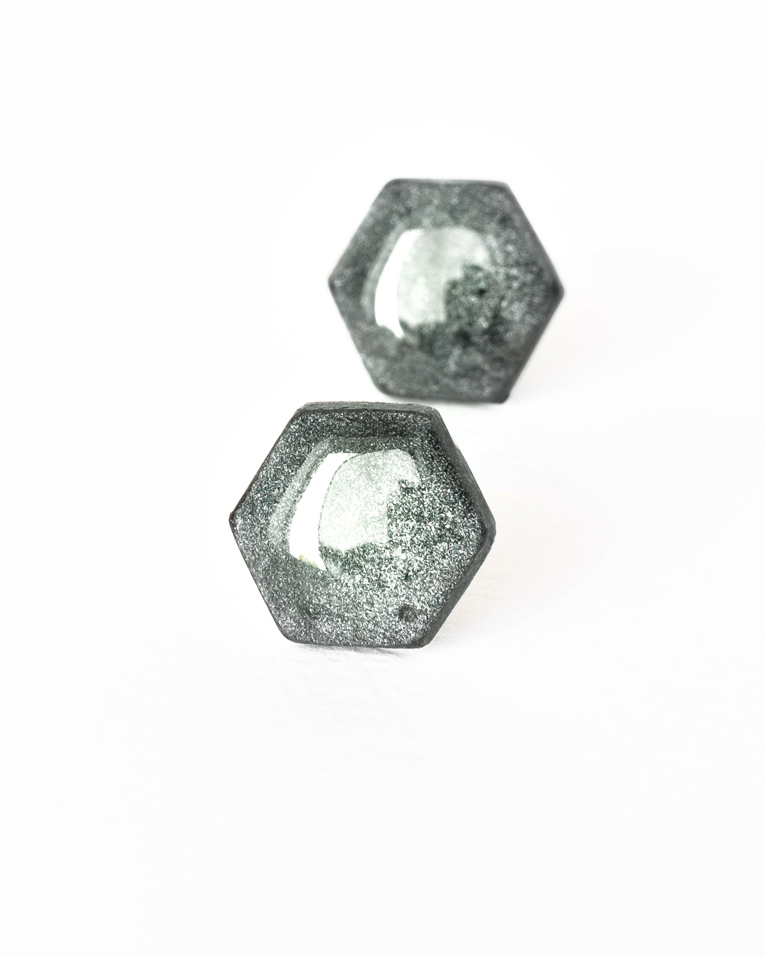 Hexagon delicate studs with surgical steel freeshipping - Ollijewelry