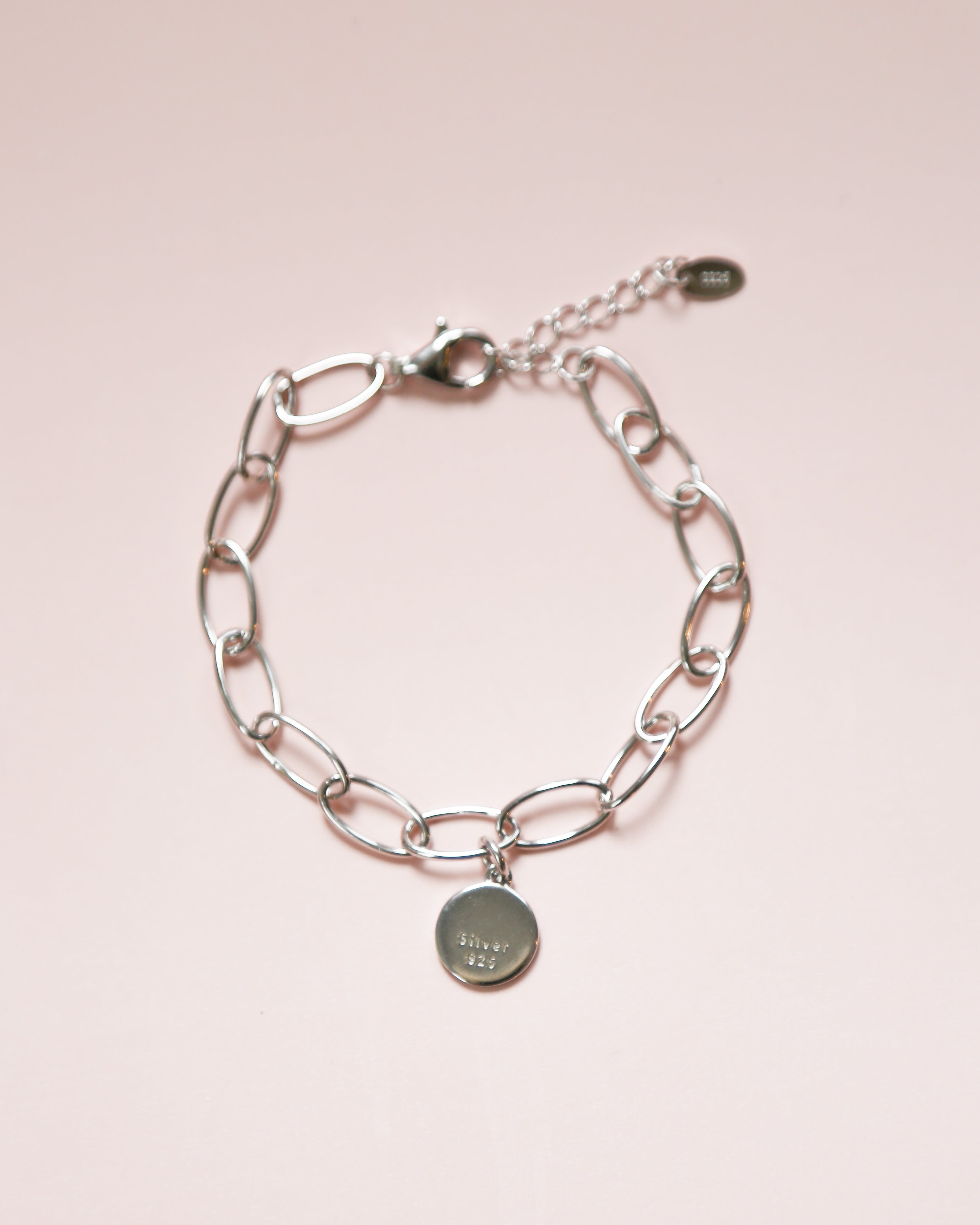 Silver paperclip chain bracelet, Solid 925 silver bracelet freeshipping - Ollijewelry