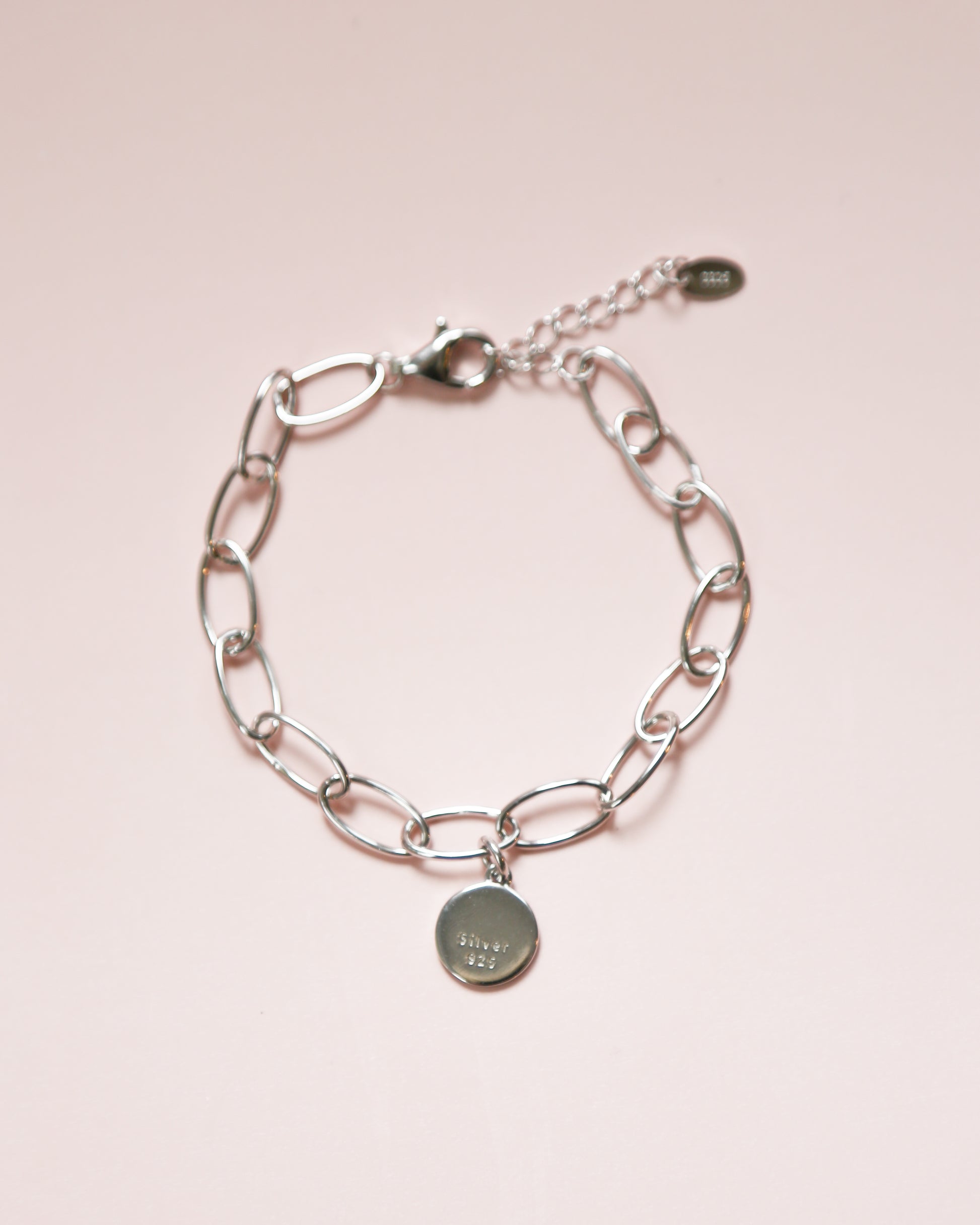 Silver paperclip chain bracelet, Solid 925 silver bracelet freeshipping - Ollijewelry
