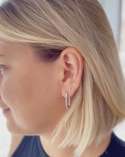 Statement silver hoop earrings rhodium plated jewelry