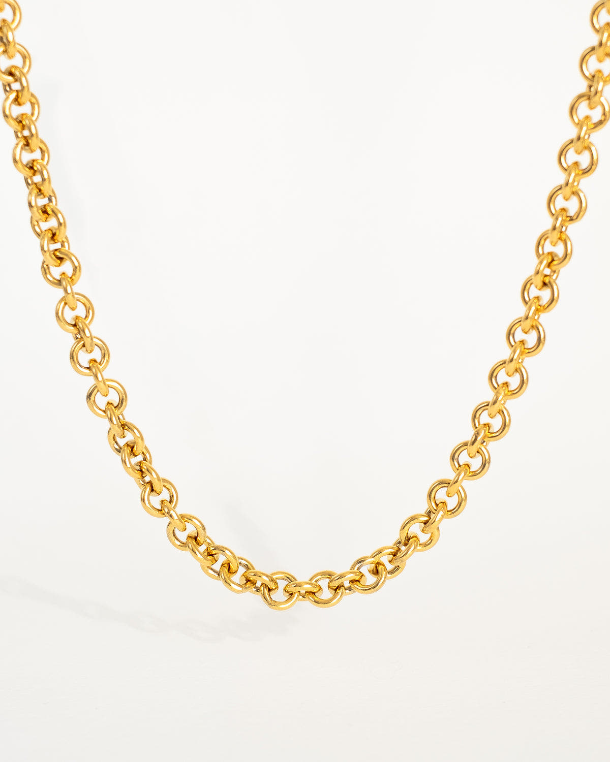 Stylish heavy gold plated chain choker necklace Rolo chain freeshipping - Ollijewelry