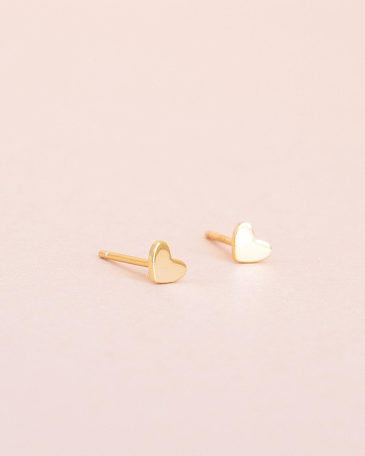 Teeny tiny earrings 18k Gold heart studs freeshipping - Ollijewelry