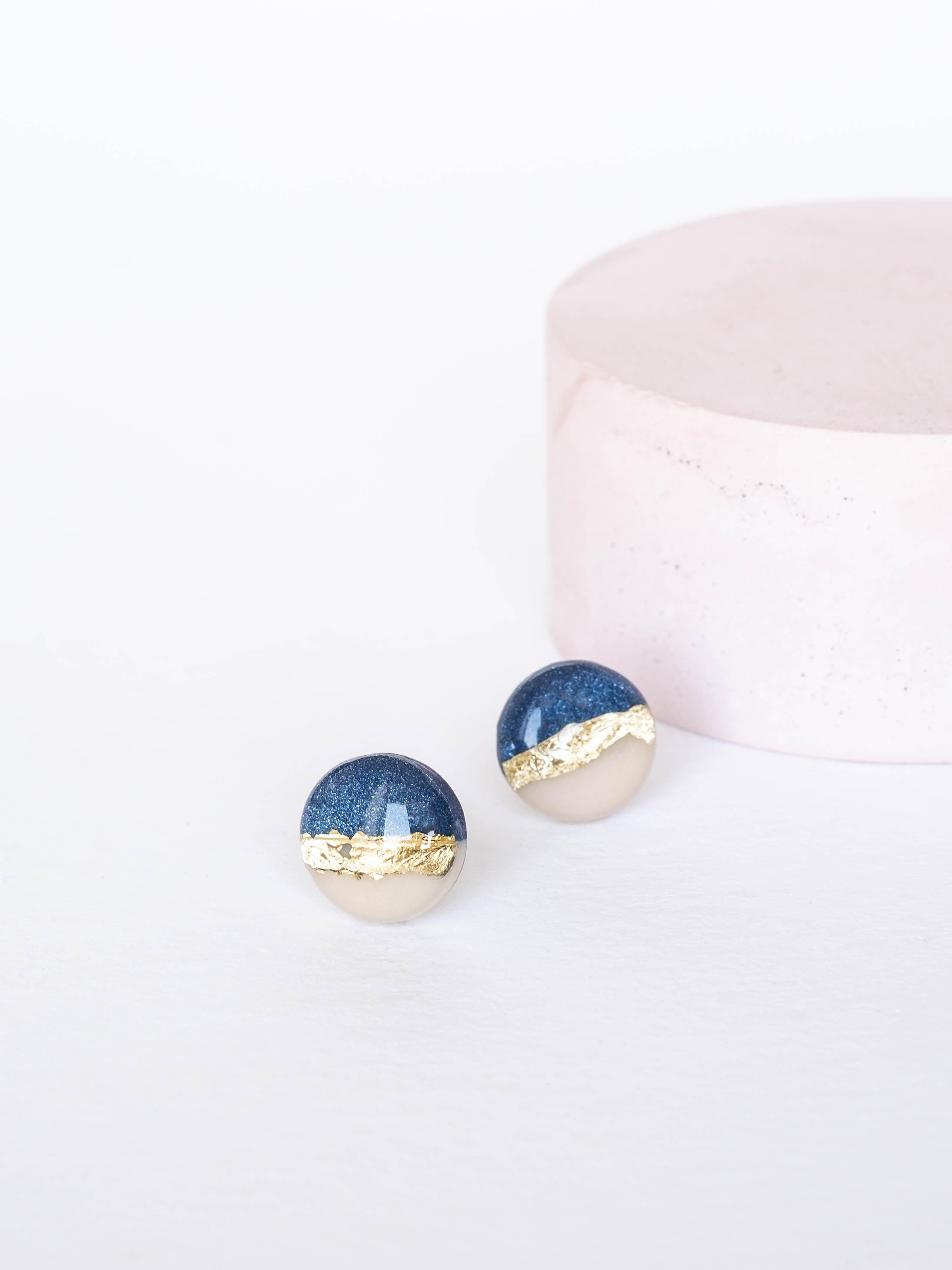 Delicate champagne earrings with gold foil stripe freeshipping - Ollijewelry