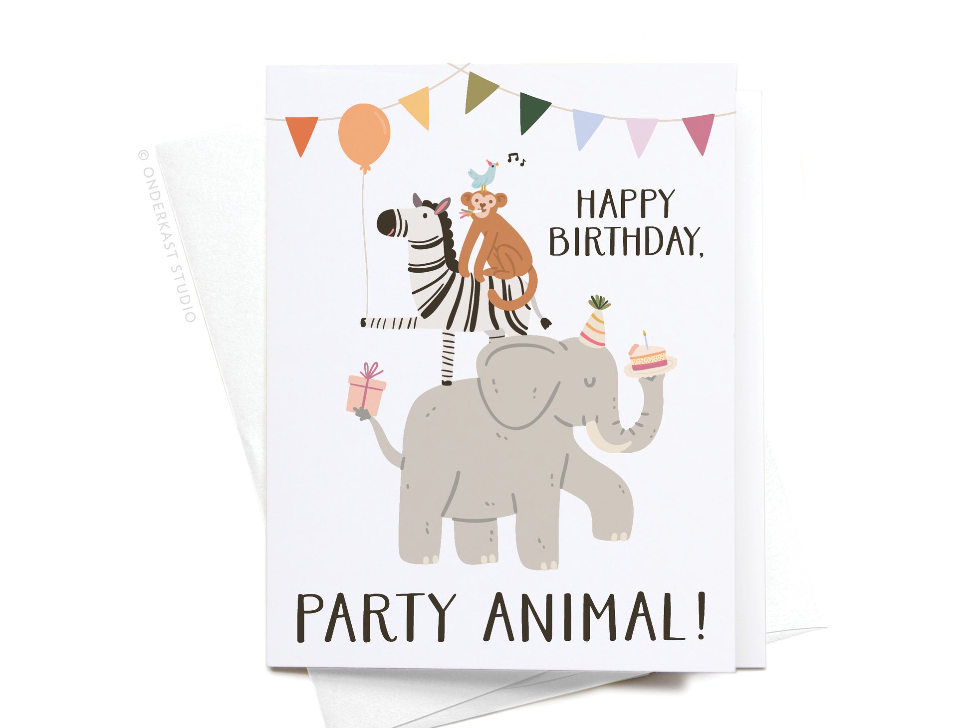 Happy Birthday, Party Animal Hand-illustrated Greeting Card Ollijewelry