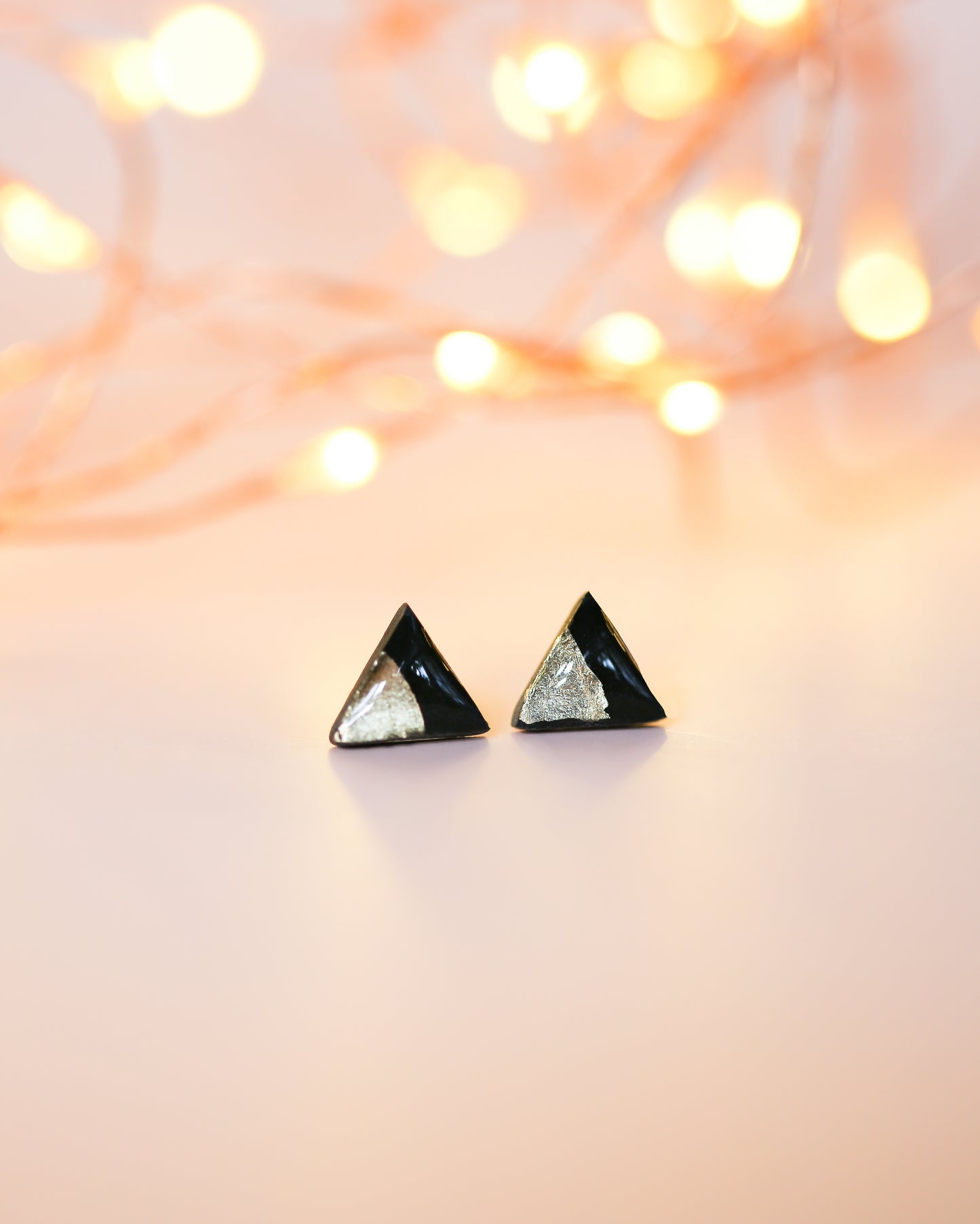 Black triangle studs free shipping - Ollijewelry