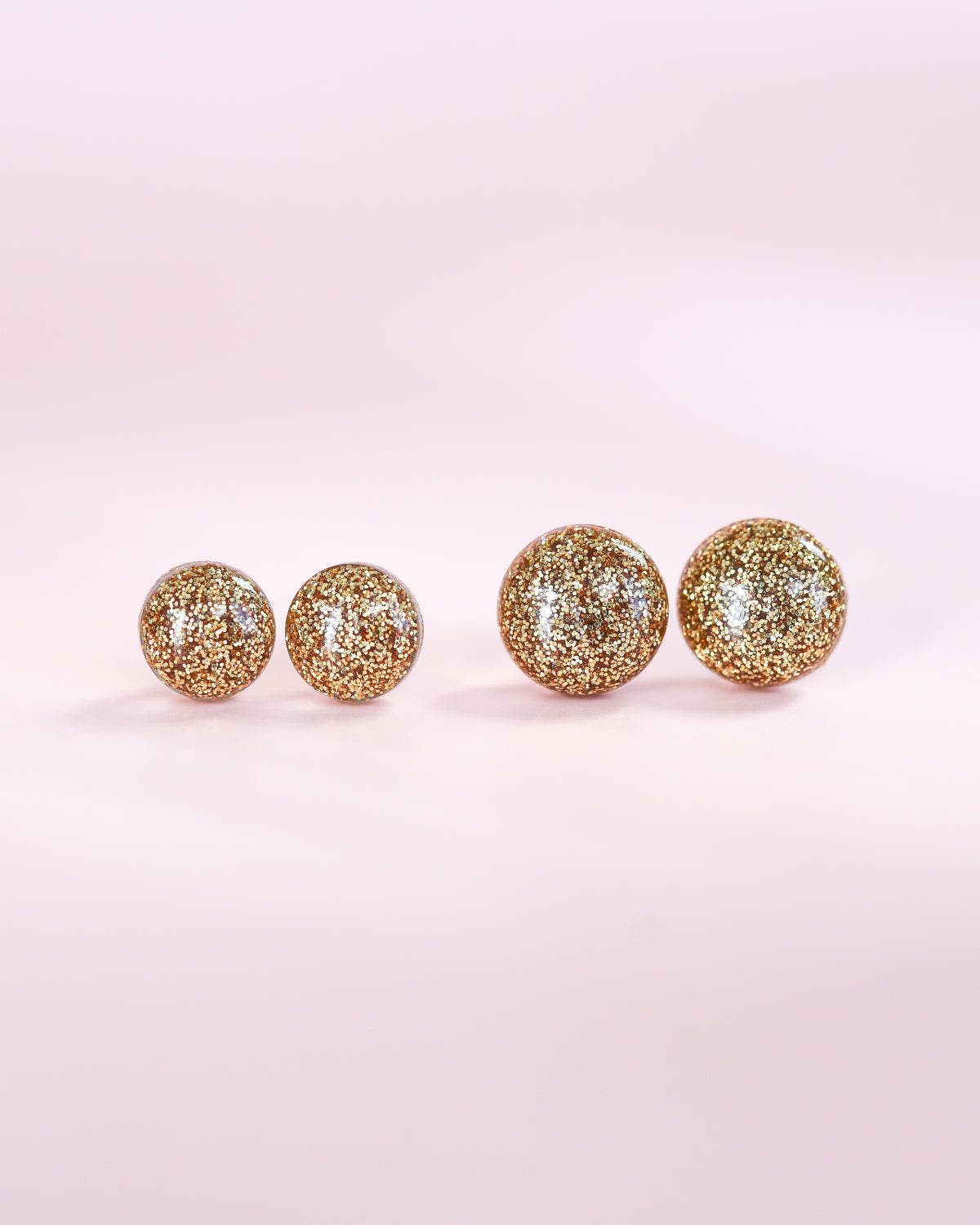 Golden sparkling studs earrings with surgical hypoallergenic steel posts Ollijewelry