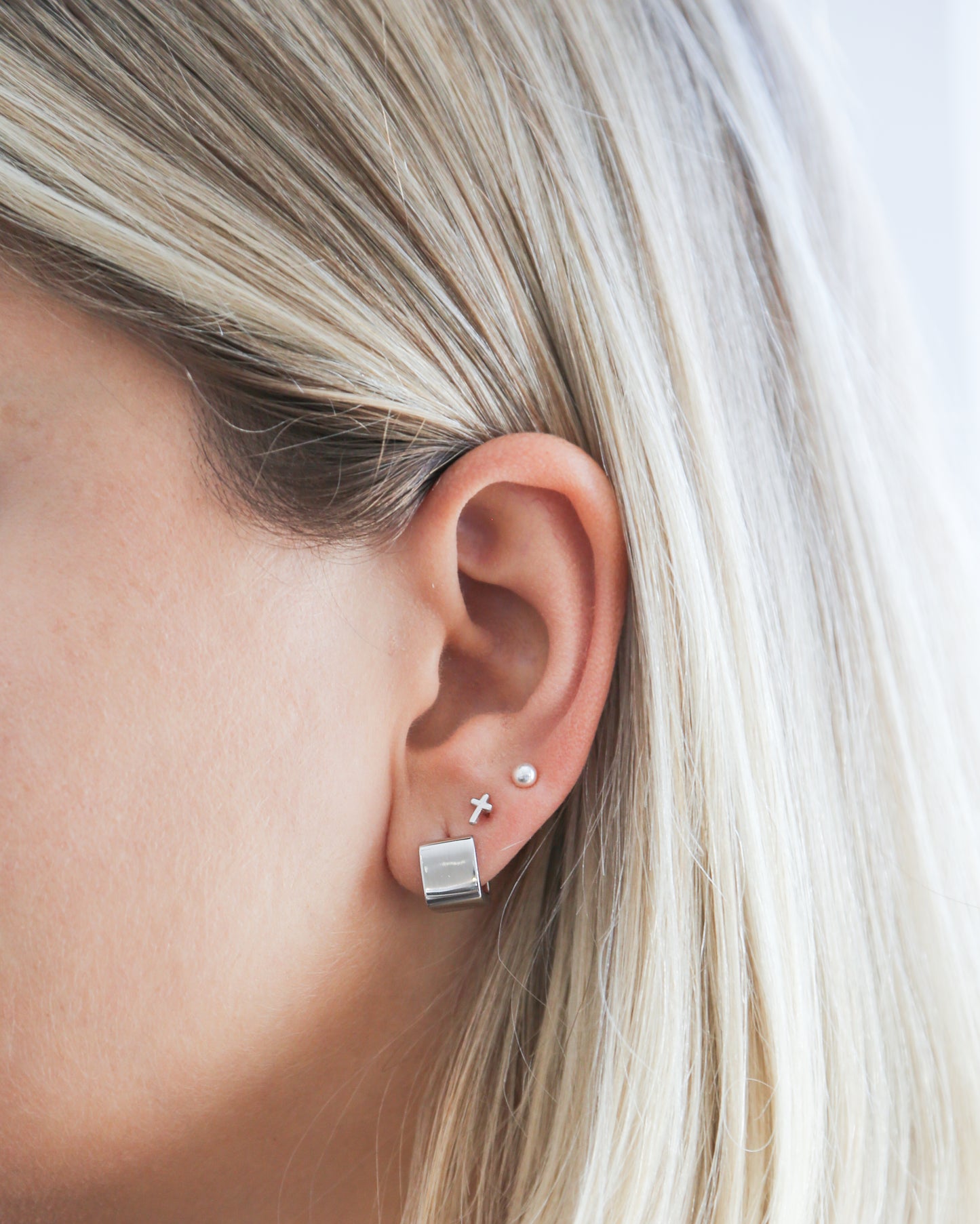 Cube hoop silver earrings Ollijewelry
