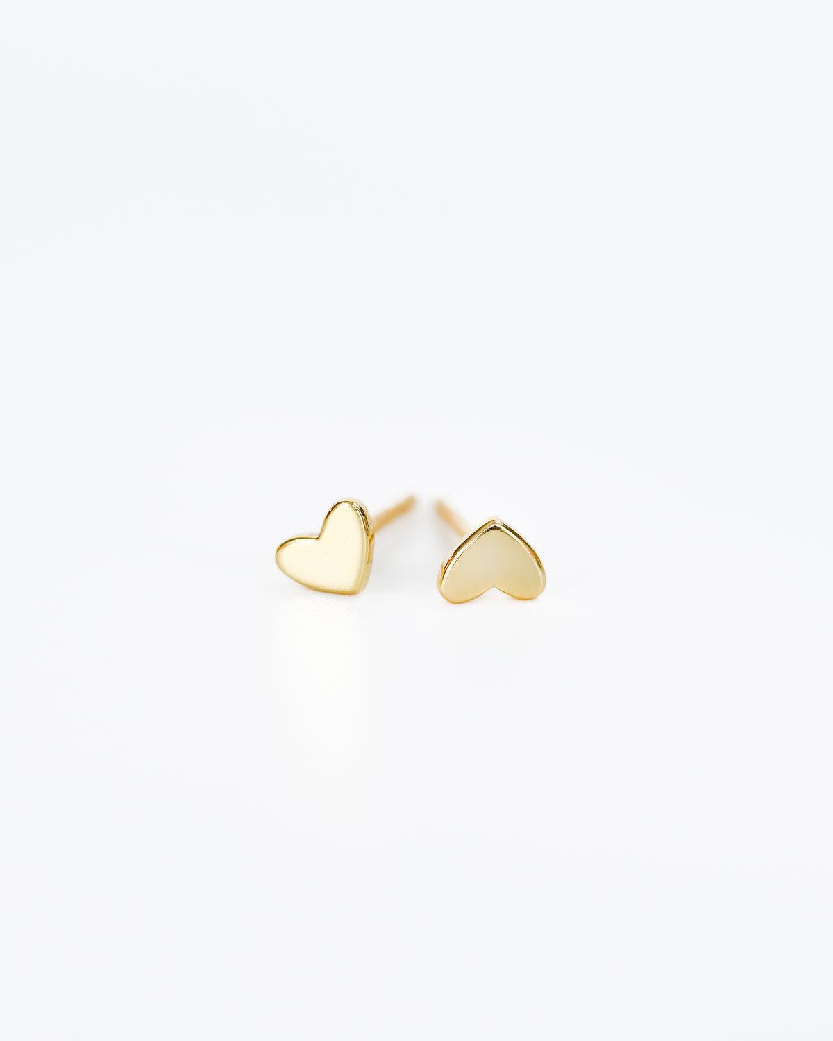 Teeny tiny earrings 18k Gold heart studs freeshipping - Ollijewelry